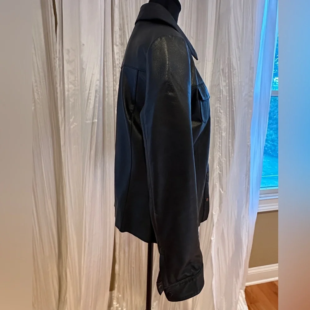 BOD & CHRISTENSEN leather shirt jacket black size M